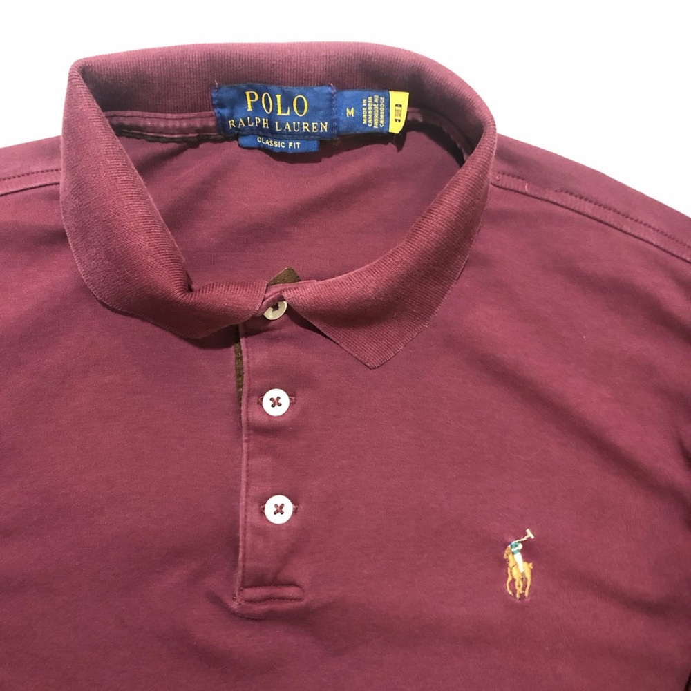Polo by Ralph Lauren Soft Cotton Burgundy Polo Shirt - Picture 3 of 5